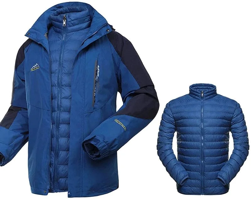 MU Veste de Ski Imperméable de 3 En 1 Pour Hommes - Veste En Bas - Veste de Pluie Coupe-Vent - Manteau D'Hiver Isolé de Paquebot, B, L — Vetements ski