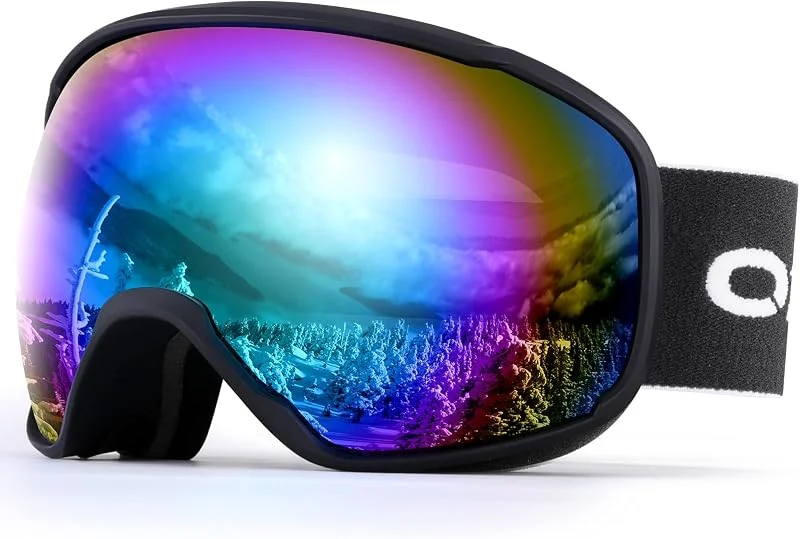 Odoland Lunettes de Ski Masque de Snowboard pour Homme & Femme Anti-UV400, Anti-Buée, Coupe-Vent, Lunettes de Protection avec Lentille Sphérique — Equipement ski