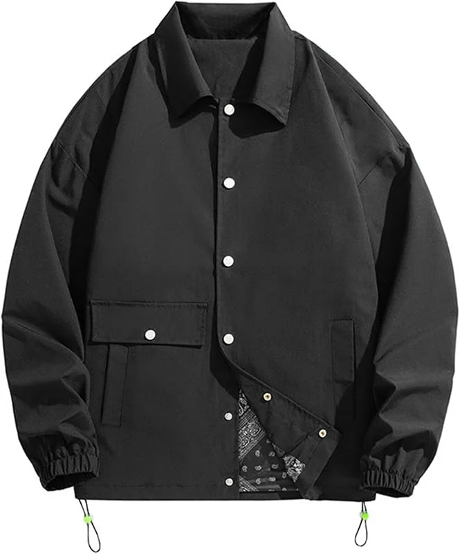 ZDJSWJ Hommes col montant veste de travail polaire full zip coupe-vent armée manteau Wild Slim coupe-vent Casual — Vetements ski