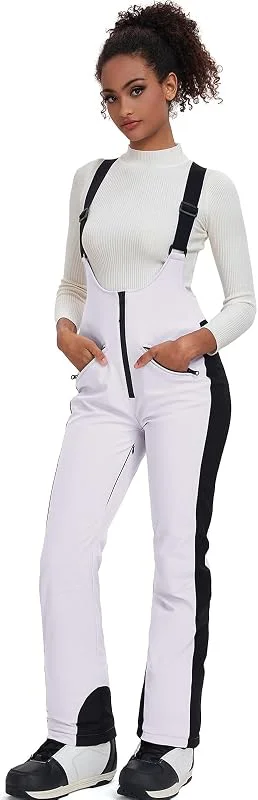 HOUZONIY Pantalon de ski pour femme - Pantalon d'extérieur - Imperméable - Coupe-vent - Coupe ajustée - Pantalon de neige - Bavoir - Pantalon de snowboard - Pantalon de ski isolé — Vetements ski