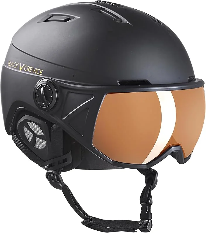 BLACK CREVICE St.Moritz Casque de Ski avec visière I Casque de Ski réglable pour Homme et Femme I Casque de Ski avec Support de Lunettes de Ski I Casque de Ski et de Snowboard avec Housse de — Equipement ski