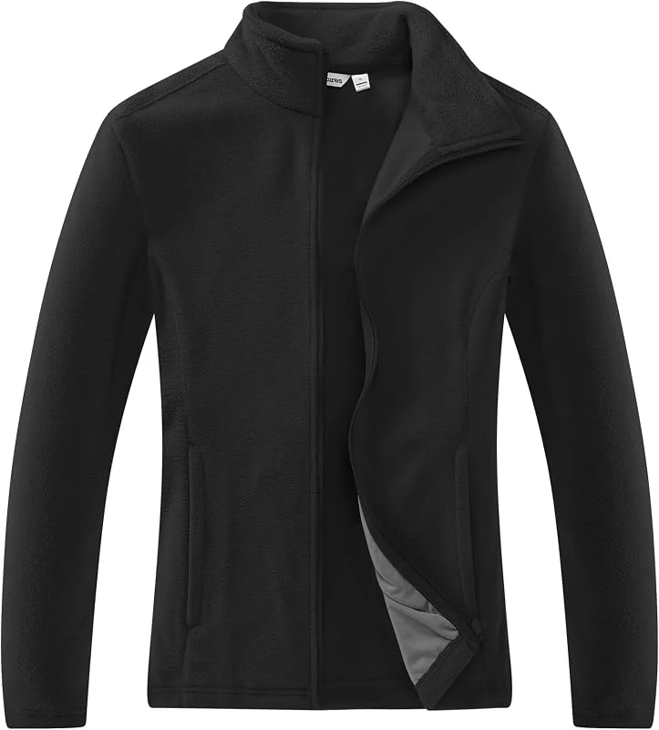 33, 000ft Veste polaire légère pour femme, Fermeture Éclair Intégrale, Veste Col montant sport, avec 4 grandes poches, randonnée, Sports de Plein air, Escalade, Trekking — Vetements ski