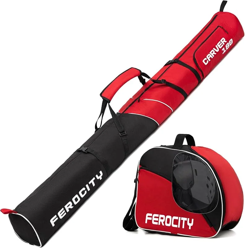 Ferocity 053 Ensemble sac de ski et sac à chaussures de ski pour 1 paire de bâtons de ski avec sac à cordon de serrage et poche latérale — Equipement ski