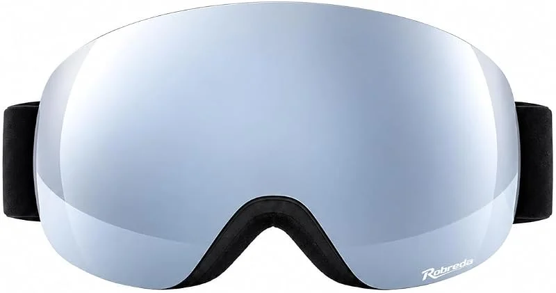 Masque de ski homme femme OTG pour porteurs de lunettes, double écran sphérique miroir, antibuée, protection UV, compatible casque, sangle réglable pour ski et snowboard — Equipement ski