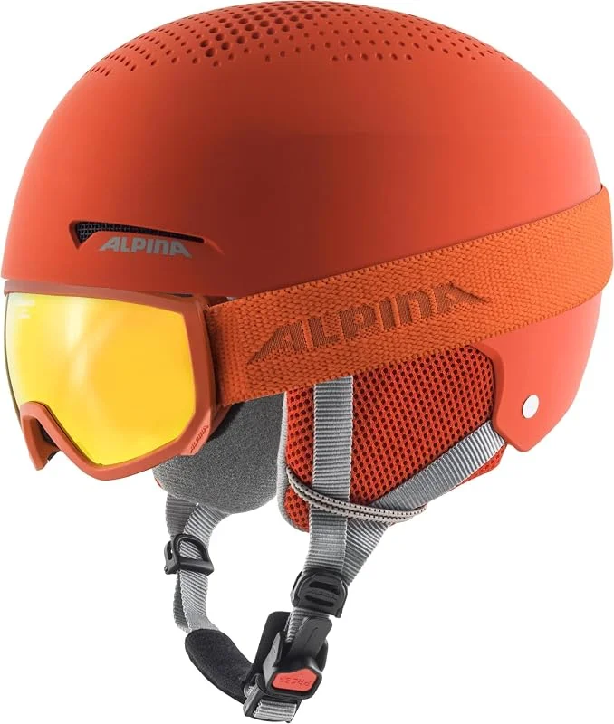 ALPINA Unisexe - Enfants, ZUPO Set (+SCARABEO JR.) Casque de Ski, Pumpkin-Orange Matt, 48-52 cm — Equipement ski