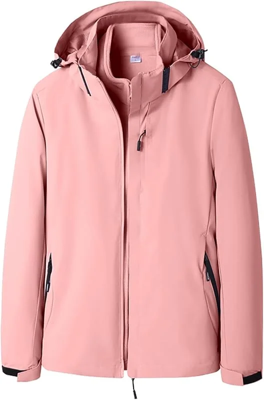 Veste de ski 3 en 1 pour femme - En polaire - Imperméable - Coupe-vent - Chaude - Fonction d'extérieur - Veste softshell - Veste de pluie avec capuche amovible - Veste d'hiver demi-saison — Vetements ski