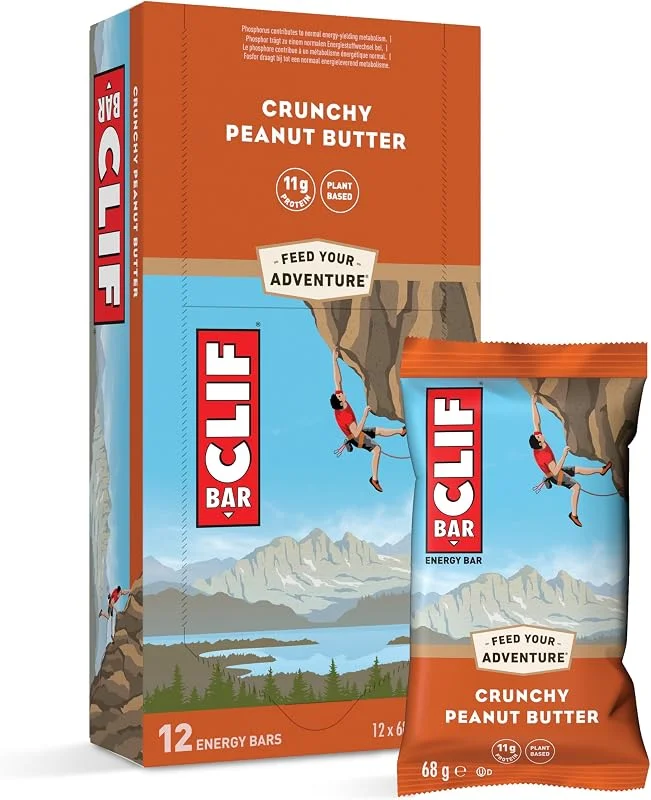 CLIF BAR Crunchy Peanut Butter Barre Énergétique Végétale, 12 x 68 g — Vetements ski