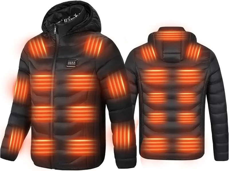Monave Veste Chauffante Homme Femme Doudoune Chauffante avec 23 Coussins Chauffants en Fibre de Carbone, 3 Niveaux de Température pour Moto Pêche Ski Activités de Plein Air Noir — Vetements ski