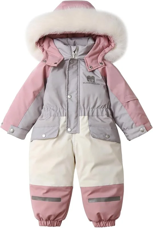 Combinaison de Neige Enfant Fille à Capuche Barboteuse Garçon Doublée de Polaire Combinaison de Ski Bébé Chaude — Vetements ski