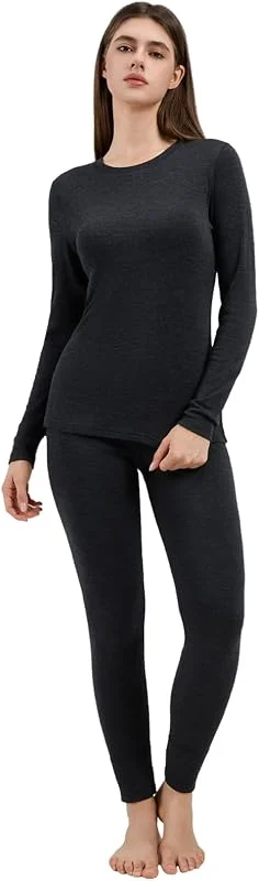 Merino Protect Sous-vêtements thermiques 100 % laine mérinos pour femme, poids moyen, résistant aux odeurs, couche de base pour temps froid — Vetements ski