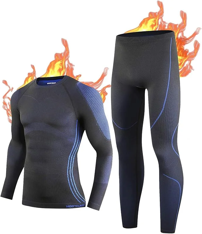 NOOYME Sous-Vêtement Thermique Homme Fonctionnel Tenant Chaud Respirant Élastique Ensemble de Ski pour Automne Hiver — Vetements ski