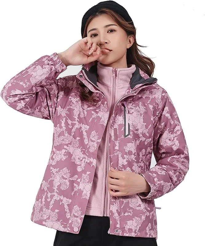 MU Femmes Veste de Ski D'Hiver, Camouflage 3 En 1 Veste de Ski, Manteaux de Neige Isolé de Chaud Imperméable, Coupe-Vent Veste Temps Froid Snowboard, D, L — Vetements ski