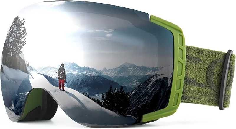 Qunature Lunettes Ski OTG Anti-Buée UV400 Homme Femme Vert — Equipement ski