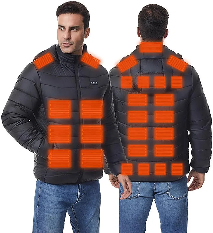 Monave Veste Chauffante Homme Femme Doudoune Chauffante avec 27 Coussins Chauffants en Fibre de Carbone, 3 Niveaux de Température pour Pêche Ski Activités de Plein Air(Pas de batterie incluse) — Vetements ski