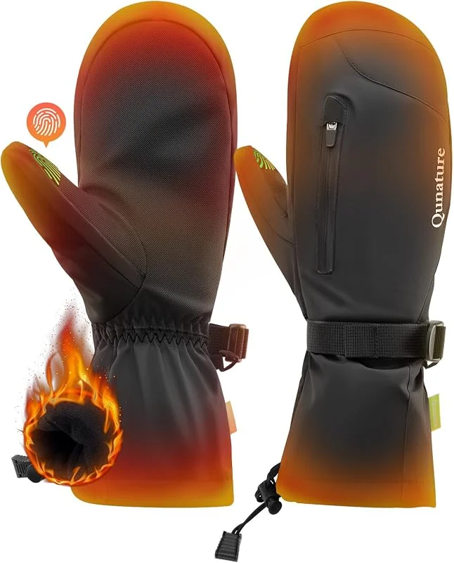 Gants Ski Hiver Thermique Moufle Neige Écran Tactile Poche Coupe-Vent Étanche Polaire Coton Épais Chaud Respirant Femme Homme Antidérapant Snowboard Patinage Noir Blanc Gris Camel XS-XL — Vetements ski