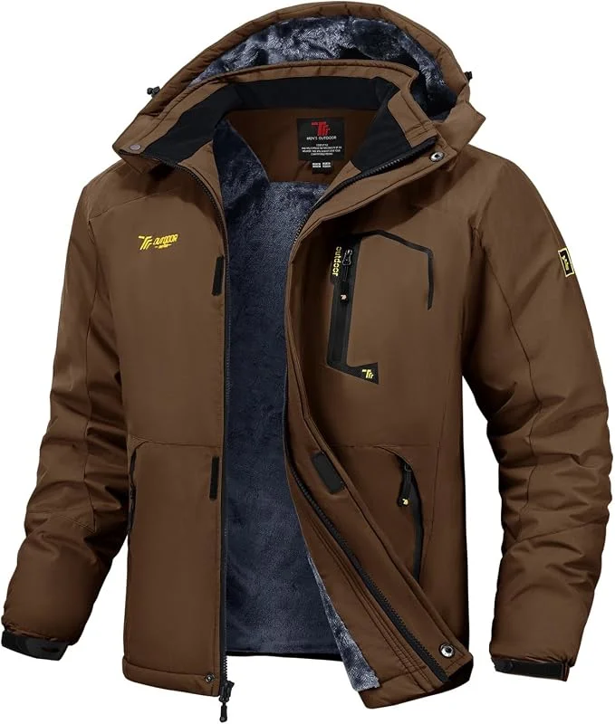 Rdruko Veste de ski pour homme - Veste d'hiver chaude doublée - Veste softshell épaisse - Imperméable - Veste de snowboard respirante - Veste fonctionnelle avec capuche amovible — Vetements ski