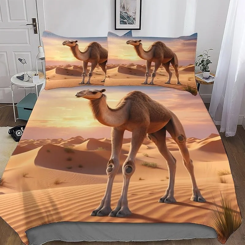 Chameau Housse De Couette avec Taies d'oreiller 3 Pièces Housse De Couette Microfibreavec Fermeture Éclair Parure De Lit pour Adultes Et Adolescents Double (200x200cm) — Equipement ski