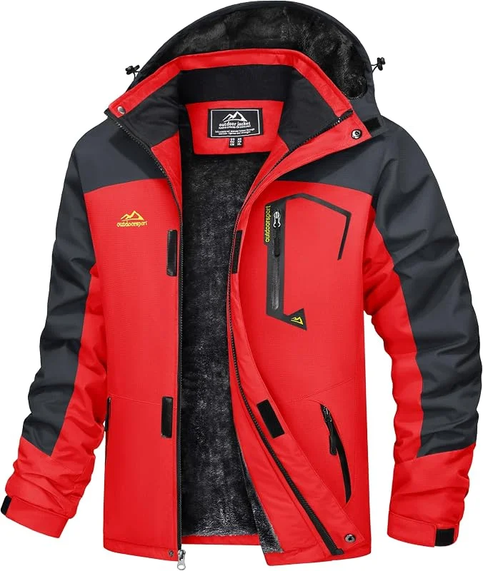 TACVASEN Manteau Homme Hiver Chaud Veste Ski Homme Veste Softshells Randonnée Blouson Polaire Sportswear Coupe Vent Imperméable Blouson de Travail — Vetements ski