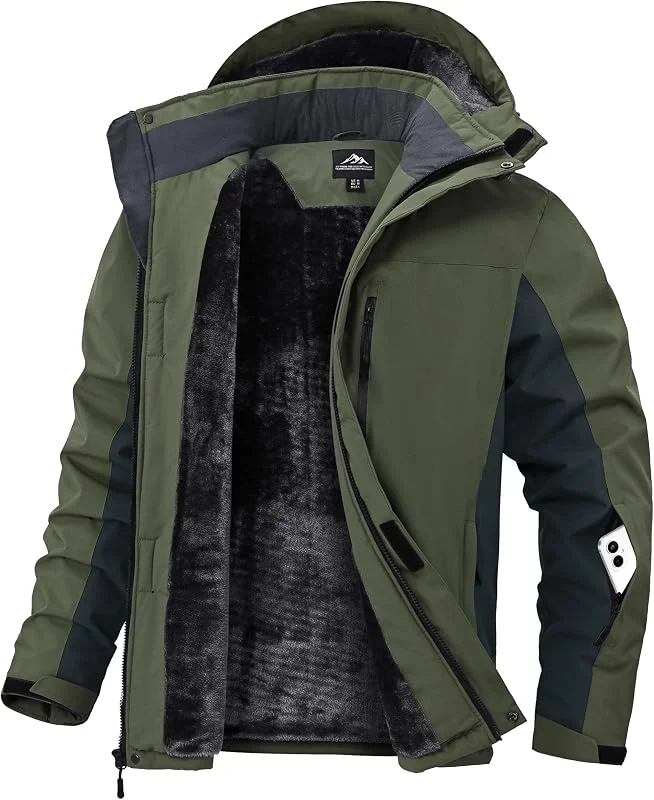 Zoofly Veste de Ski Homme Imperméable Manteau Homme Hiver Chaude Doublure en Polaire avec Capuche Amovible — Vetements ski