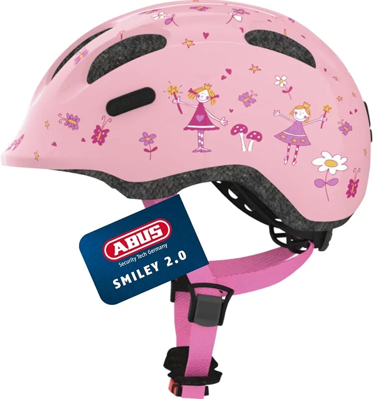 Abus Casque Smiley 2.0 pour Enfants - Casque de vélo Robuste pour Filles et garçons - Rose avec Motif de Princesse, Taille S — Equipement ski