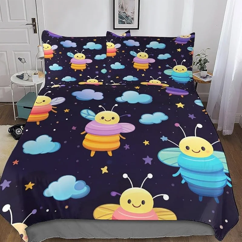 Animal Abeille Housse De Couette pour EnfFourmis Adultes Housse Couette Parure De Lit en Douce Microfibre 3 Pièces avec Taie d'oreiller Double (200x200cm) — Equipement ski
