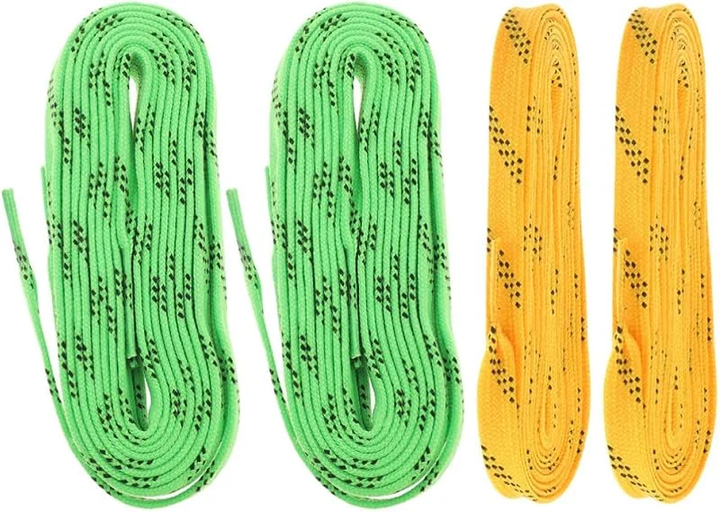 Healvian 4 Pièces Lacets de Patins de Hockey Lacets de Patinage en Coton, Cirés, Longs, Vert et Orange, Résistants au Gel L’Abrasion, pour Adultes, Randonnée et Alpinisme — Equipement ski
