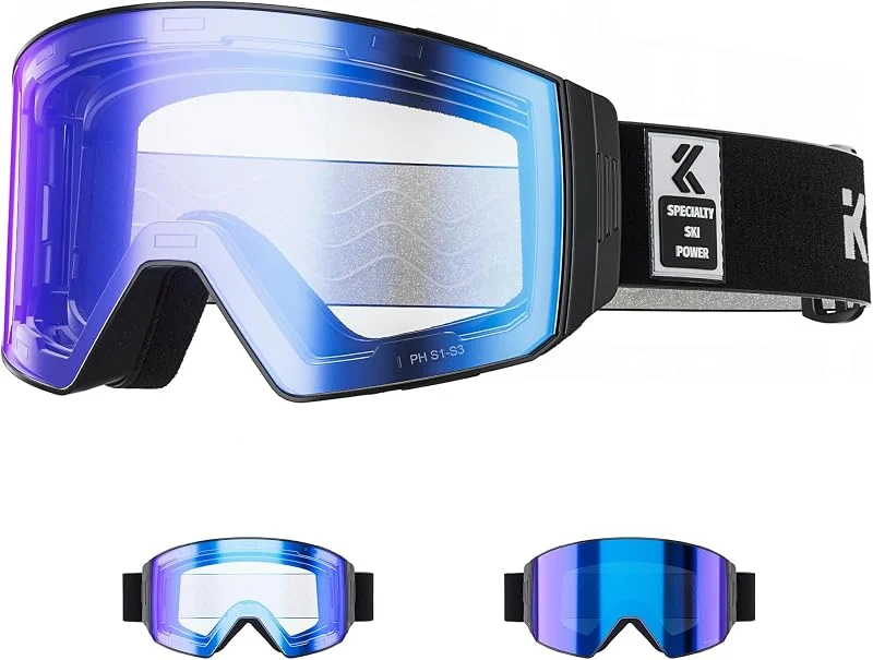 KAPVOE Masque de Ski Photochromique Magnétique Antibuée K726 — Equipement ski