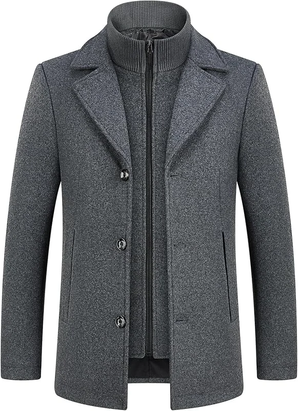Manteau Homme en Laine pour Hiver Chaud Trench Coat Classique — Vetements ski