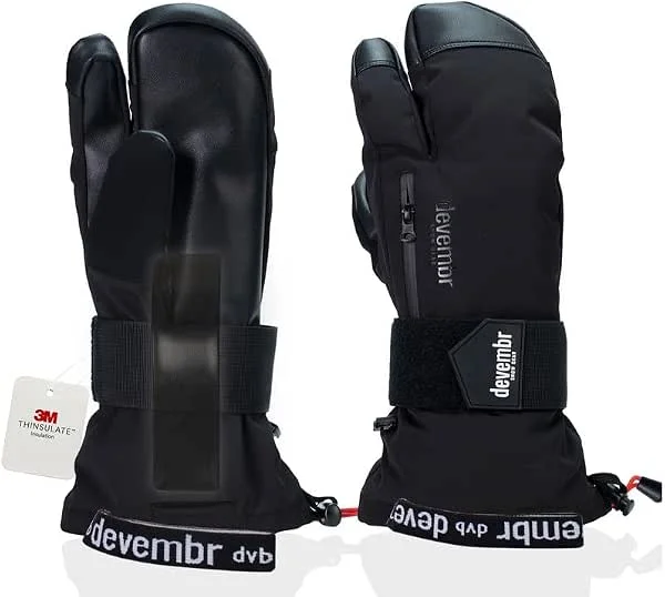 devembr Gants de Ski à 3 Doigts avec Protège-Poignets, Gants de Snowboard à Trois Doigts pour écran Tactile — Vetements ski