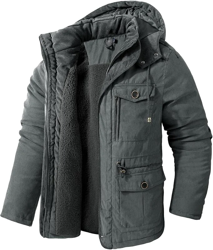 Veste de ski imperméable pour homme avec plusieurs poches – Manteau d'hiver coupe-vent doublé en polaire pour snowboard et travail — Vetements ski