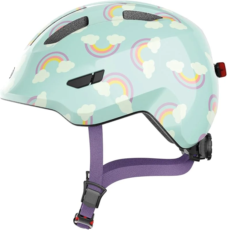 Abus Mixte Smiley 3.0 Led Casque de v lo, Bleu clair (blue rainbow), M (50-55 cm) EU — Equipement ski