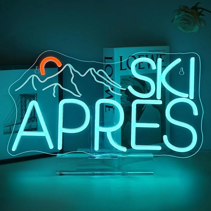 ineonlife Ski Apres Neon Led, Skiing After Neon Mural, Néon Led Idéal Pour Les Magasins De Ski, Les Stations De Ski, Les Événements De Ski, Les Fêtes, Les Chambres, La Décoration Intérieure Et Les Cadeaux — Equipement ski