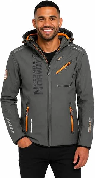 Geographical Norway Royaudb Men Dsitribrands Production Veste Softshell Capuche Homme Impermeable Manteau Outdoor Blouson Coupe Vent Tactique Resistant Randonnee Ski Automne Hiver Printemps — Vetements ski