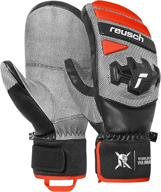 Reusch Worldcup Warrior Team Mitaines de Course Unisexes avec Isolation TecFill, ThermoHoods, Rembourrage de la Cheville et des Doigts, en Cuir de chèvre, Coupe-Vent, Respirantes, pour Le Ski — Equipement ski