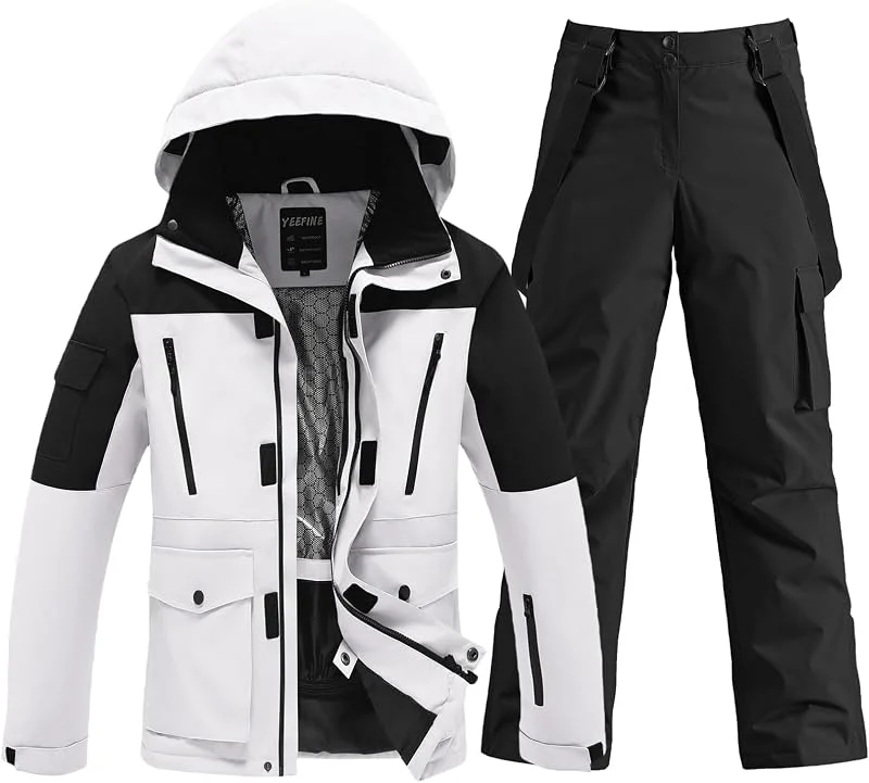 HOTIAN Ensemble veste et pantalon de ski pour homme Combinaison de neige chaude Imperméable Coupe-vent — Vetements ski