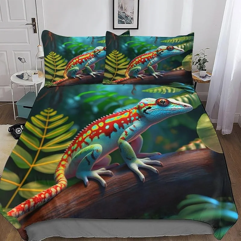 Caméléon Parures De Lit pour Enfants Adultes Housse De Couette Microfibre 3 Pièces Housse De Couette Et Taies D’Oreillers Double (200x200cm) — Equipement ski