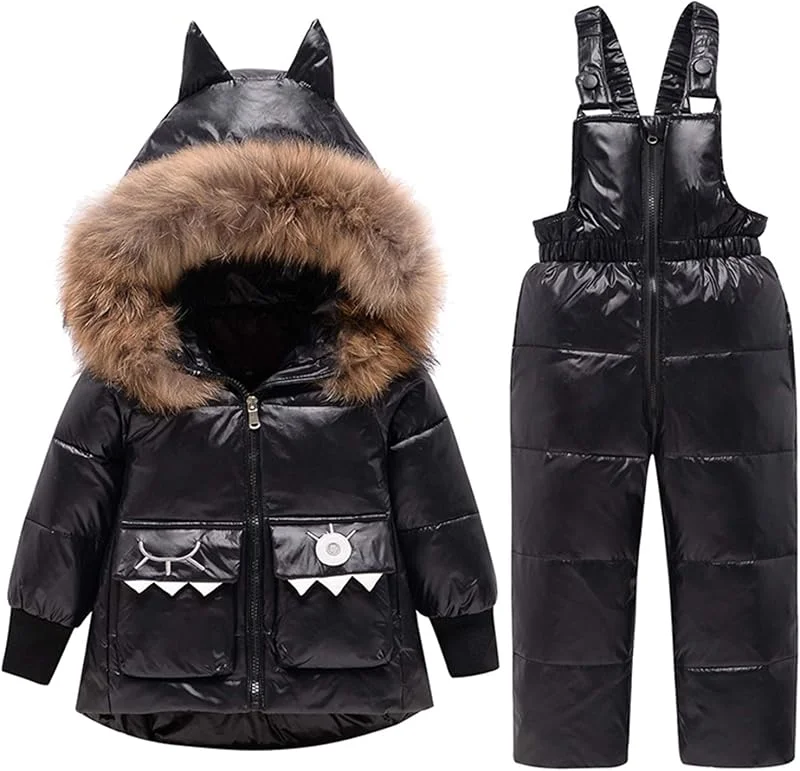 amropi Combinaison de Ski Bébé Filles Veste de Duvet à Capuche et Pantalons de Neige 2 Pièces Hiver Ensemble de Ski pour 1-5 Ans — Vetements ski