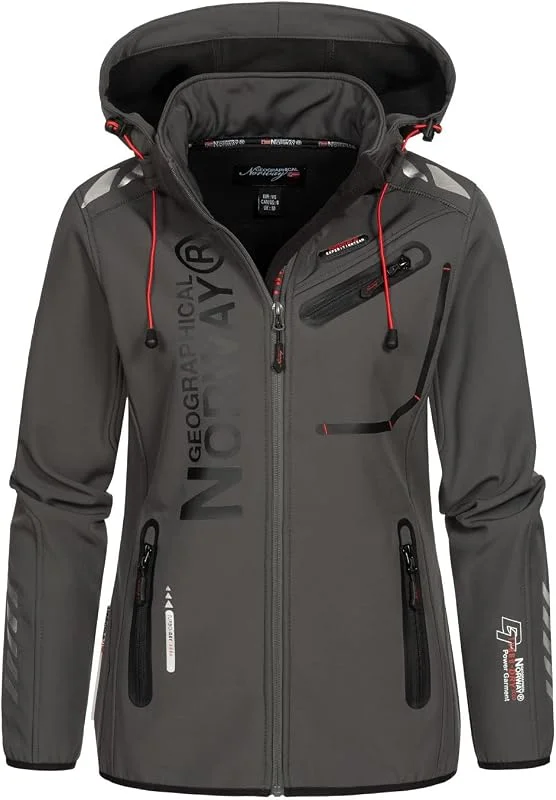 Geographical Norway Reine Lady - Veste Manteau Softshell Femme Capuche Impermeable - Blouson Coupe Vent Resistant - Doudoune Polaire Randonnee Ski Automne Hiver Printemps — Vetements ski