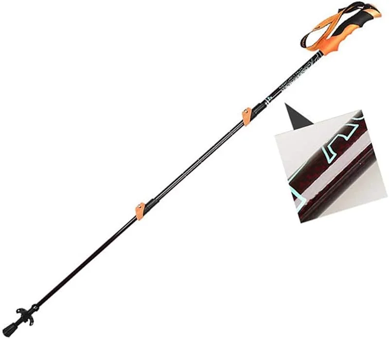 Bâtons De Randonnée Matériau en Fibre De Carbone, Poignée en Eva, Bracelet Tissé en Nylon Bicolore, Embout Remplaçable, pour La Randonnée — Equipement ski