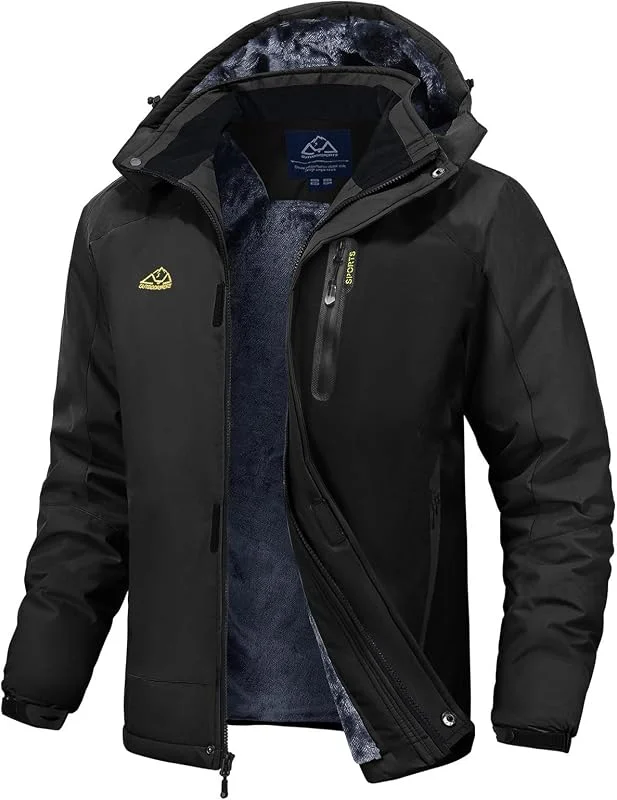 Rdruko Veste d'hiver pour homme - Veste de ski - Veste d'hiver chaude en polaire doublée - Veste de snowboard imperméable - Veste fonctionnelle pour homme - Veste de randonnée avec capuche — Vetements ski