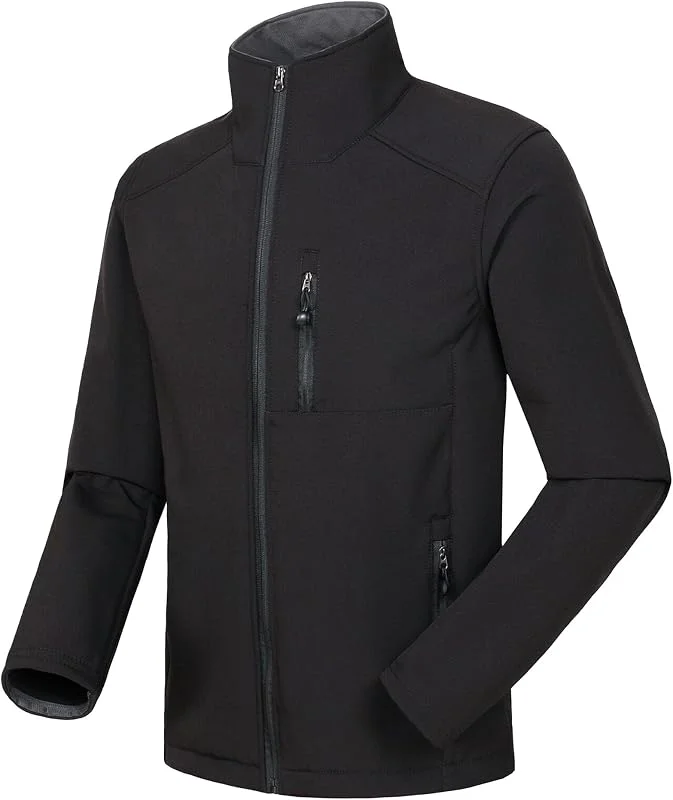ZDJSWJ Hommes softshell laine doublée veste col montant léger tactique manteau softshell coupe-vent — Vetements ski
