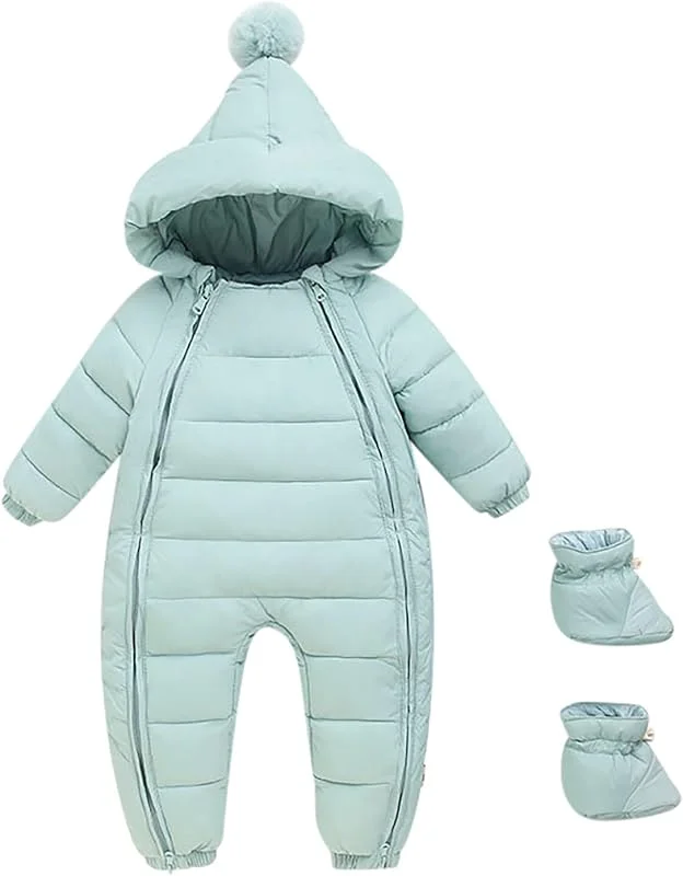 Bébé Combinaison De Neige Hiver Barboteuse À Capuche Combi Bébé Avec Pieds En Molleton Bébé Fille Ours Oreilles À Capuche Combinaison Vers Le Bas Combinaison Bebe Hiver 24 Mois — Vetements ski