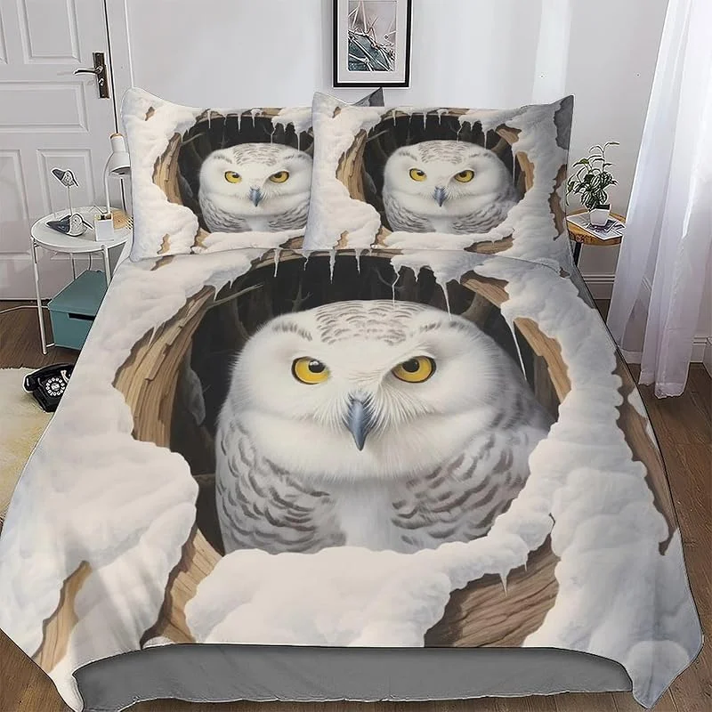 Animal Hibou Parure De Lit Housse De Couette avec Taie d'oreiller 3 Pièces Microfibre pour EnfFourmis Adultes Housse Couette Double 200x200cm — Equipement ski