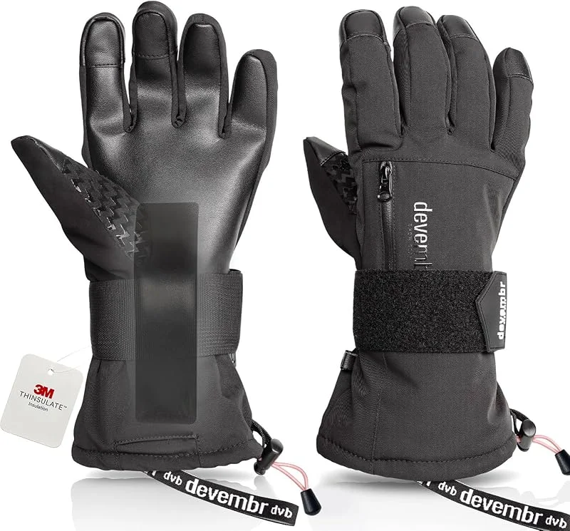 devembr Gants de Snowboard avec Protège-Poignets, Gants de Ski à écran Tactile, Imperméables — Vetements ski