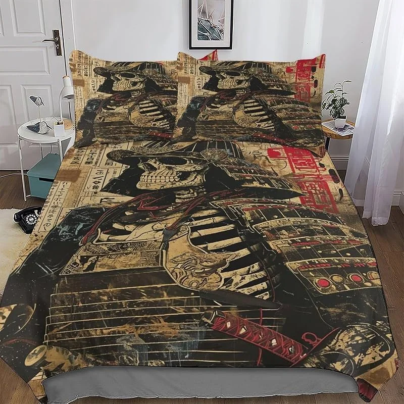 Crâne Parure De Lit 3 Pièces Motif Impression 3D Housse De Couette en Microfibre Hypoallergique avec Fermeture Éclair pour Enfants Et Adolescents Double (200x200cm) — Equipement ski