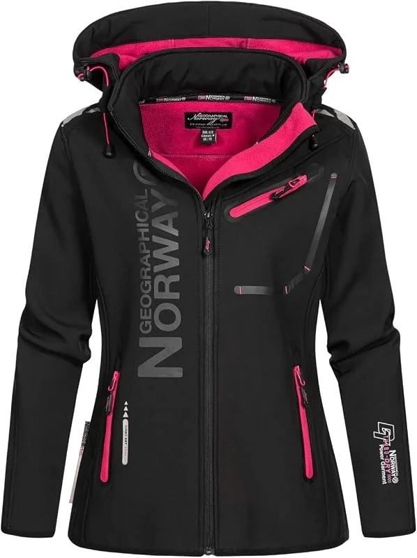 Geographical Norway Reine Lady Distribrands - Veste Softshell Femme Impermeable - Jacket À Capuche Outdoor - Blouson Coupe Vent Resistant Hiver — Vetements ski
