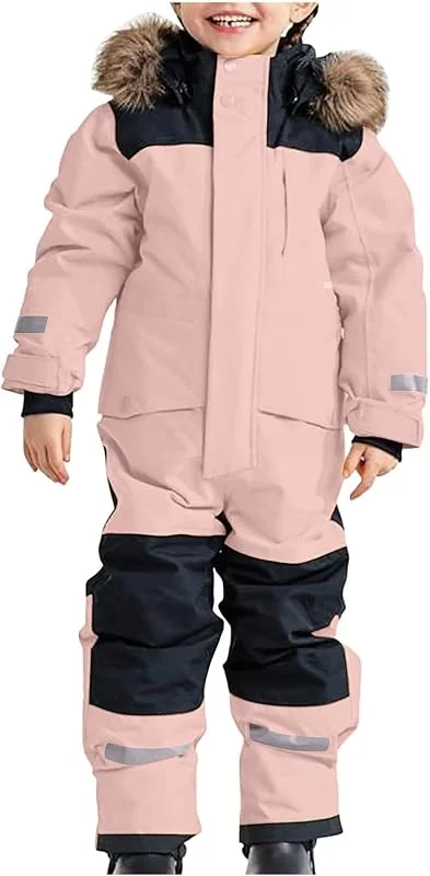 Combinaison de ski pour fille - Combinaison thermique d'hiver - Coupe-vent - Douce - Pour l'extérieur - Avec combinaison amovible — Vetements ski