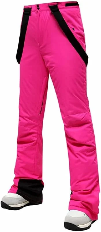 Pantalon de ski pour femme - Coupe-vent chaud et ajusté - Pantalon de neige d'hiver pour l'extérieur - Pantalon de ski et de snowboard - Taille S pour femme - Rose - L — Vetements ski