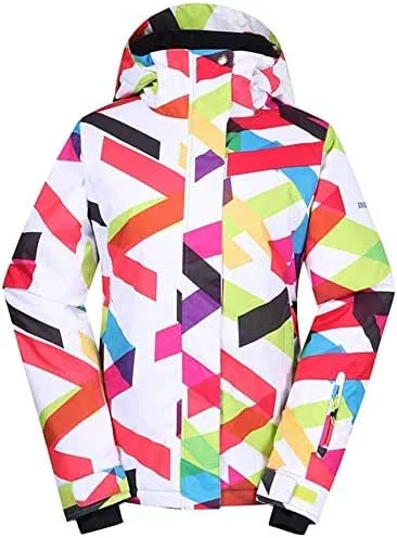 MU Femmes Veste De Ski Imperméable Femmes Vestes De Ski Colorées Imperméable Neige Vestes De Snowboard Coupe-Vent Imperméables Veste Doublée D'hiver Hiver, Multicolore, Moyen — Vetements ski