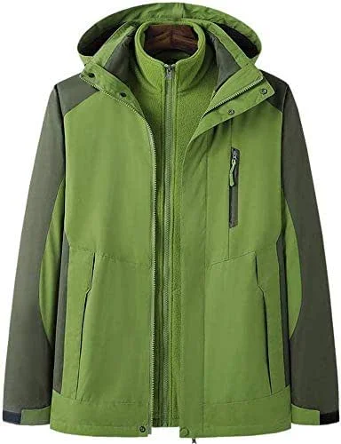 MU Veste de Ski Imperméable pour Femme Veste de Ski Imperméable pour Femme En Plein Air Coupe-Vent Polaire Isolé Snowboard Veste de Pluie 3 en 1 Manteau de Montagne Coupe-Vent Hiver, vert, *-Grand — Vetements ski